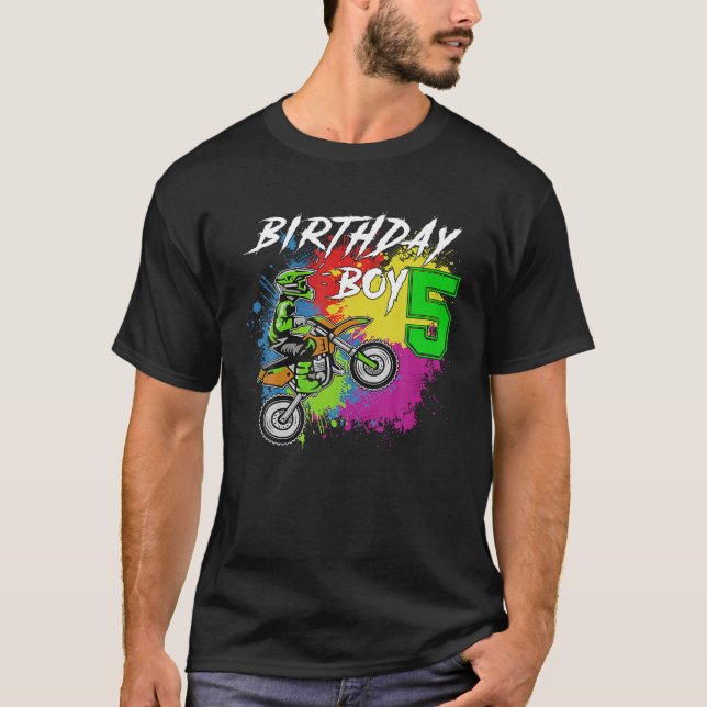 Motocross MX 5th Gift 5-årig Dirt Bike Birthda T Shirt (Framsida)