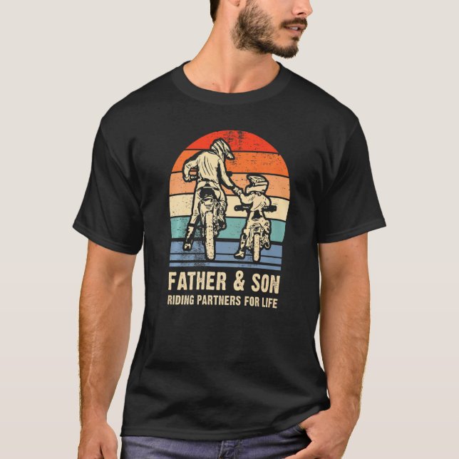 Motocross Pappa Dirt Bike Far och Son Riding Part T Shirt (Framsida)