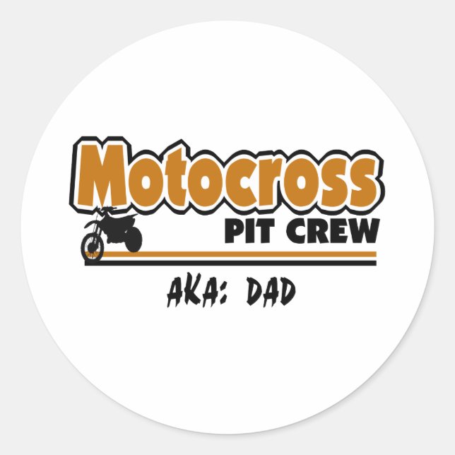 Motocross Pit Crew Runt Klistermärke (Framsida)
