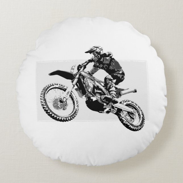 Motocross Racer Design Rund Kudde (Framsidan)