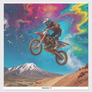 Motocross Racer på Mountain Slope Klistermärken