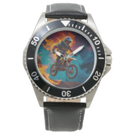 Motocross Racer & Volcanic Eruption Armbandsur