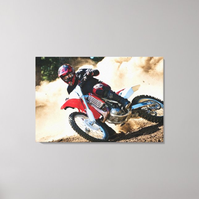 Motocross rider dekorativ kudde canvastryck (Framsida)