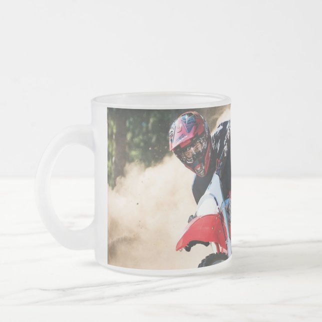 Motocross rider dekorativ kudde frostad glasmugg (Vänster)