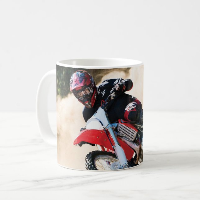 Motocross rider dekorativ kudde kaffemugg (Framsida vänster)