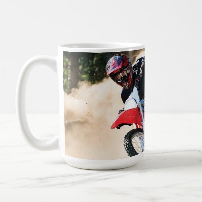 Motocross rider dekorativ kudde kaffemugg (Vänster)