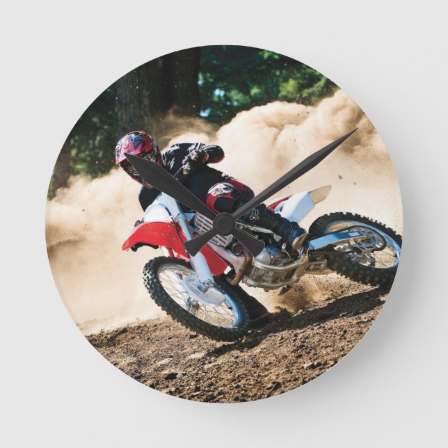 Motocross rider dekorativ kudde rund klocka (Framsida)