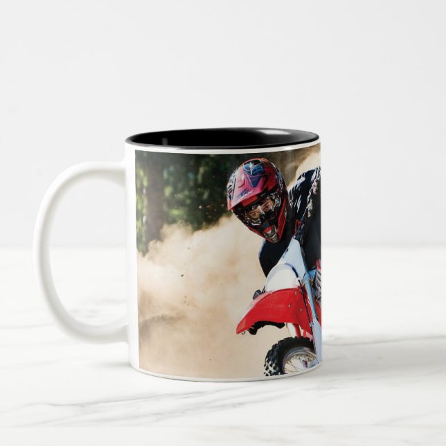 Motocross rider dekorativ kudde Två-Tonad mugg (Vänster)