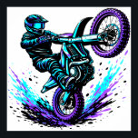 Motocross Rider Doing Wheelie in Vibrant Motion  Poster<br><div class="desc">Celebrate the thrill of motocross with this energetic design featuring a dirt bike rider performing a wheelie in vibrant motion. The dynamic colors and sense of movement capture the excitement, speed, and adrenaline of extreme motocross riding. Perfect for motocross racers, dirt bike enthusiasts, and fans of off-road motorsports, this bold...</div>