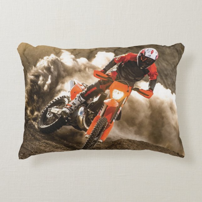 Motocross Rider Prydnadskudde (Framsidan)