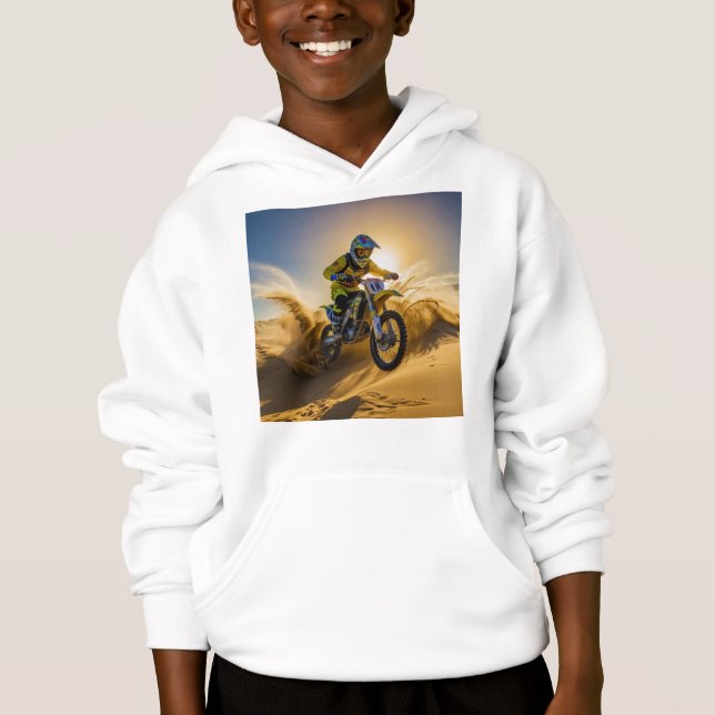 Motocross Rider Riding i Dunes T Shirt (Framsida)