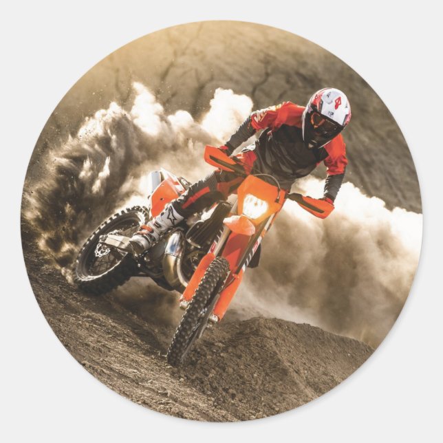 Motocross Rider Runt Klistermärke (Framsida)