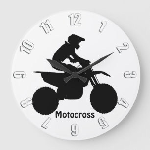 Motocross Rider Silhouette Stor Klocka