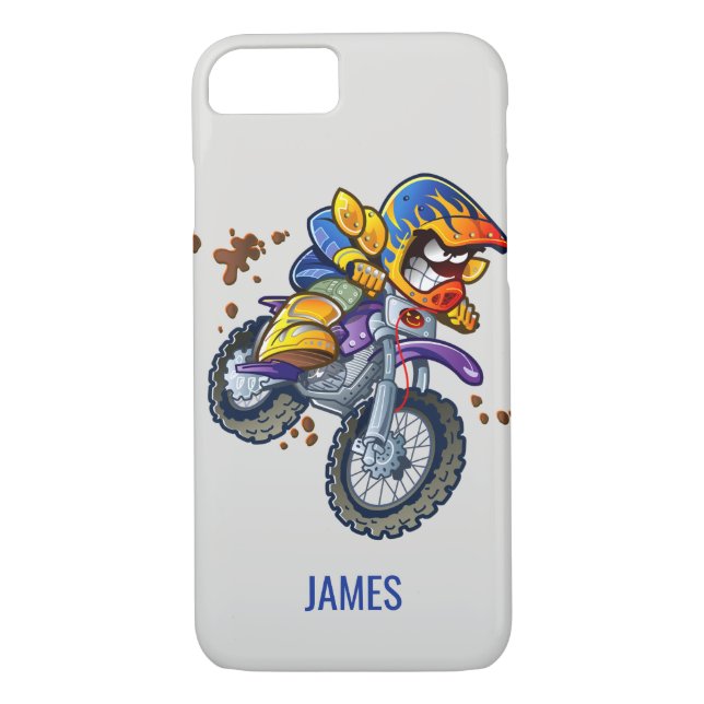 Motocross Rider Tecknad Personlig Namn | Idrott Case-Mate iPhone Skal (Baksida)