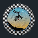 Motocross-rutat Dartboard Darttavla<br><div class="desc">Personalisera det rutiga motocross-dartboardet med ditt namn eller text. Ett bra tillägg till ditt spelrum eller garage.</div>