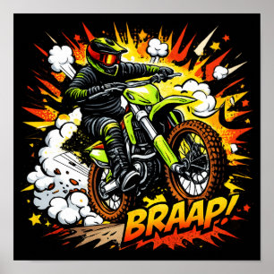 Motocross Serietidning Burst Dirt Bike Förare Poster