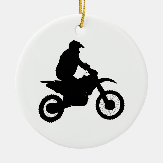 Motocross Silhouette Julgransprydnad Keramik (Framsidan)