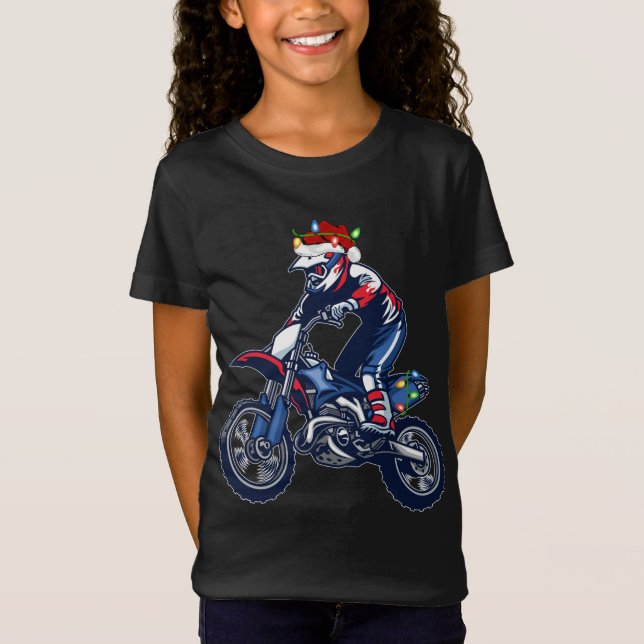 Motocross Sports Älskare Julafton Santa Hat Motocr T Shirt (Framsida)