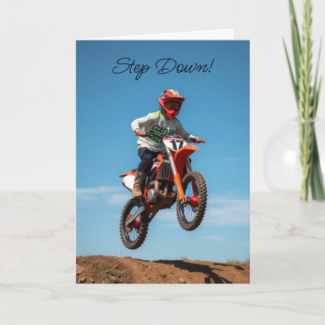 Motocross Step Down och fira din födelsedag Kort (Framsida)