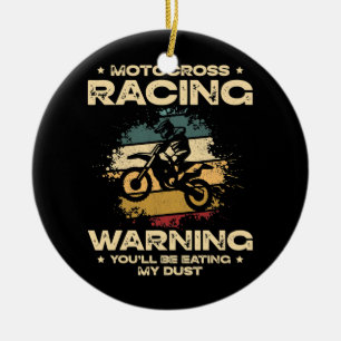 Motocross Tävla Retro Dirt Bike Motorcykel Julgransprydnad Keramik