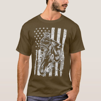 Motocross USA American Flagga Dirtcycle T Shirt