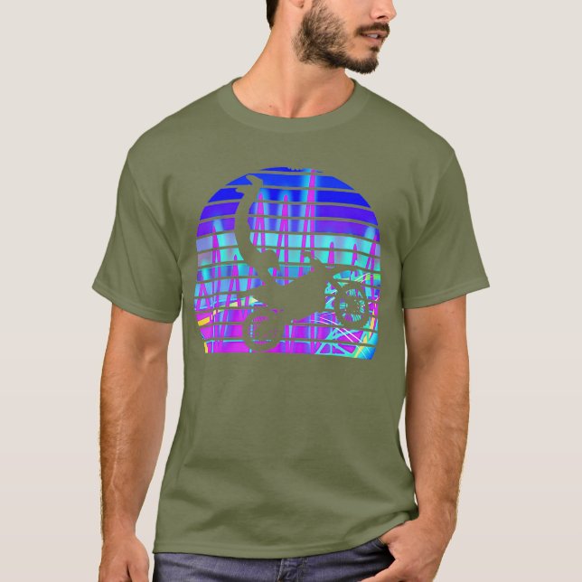Motocross Vaporwave Sunset Dirt Bike Synthwave T Shirt (Framsida)