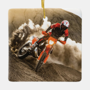 Motocrossförare Julgransprydnad Keramik