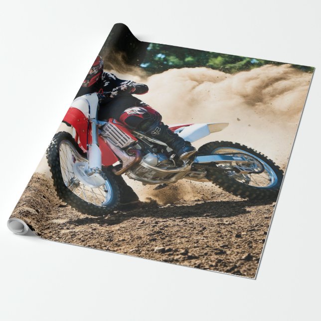 Motocrossförare kastkudde presentpapper (Utrullad)