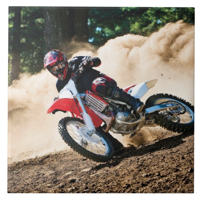 Motocrossförare kudde kakelplatta (Framsidan)