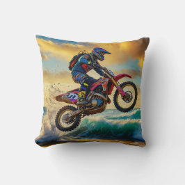 Motocrossförare på Beach Race II Kudde