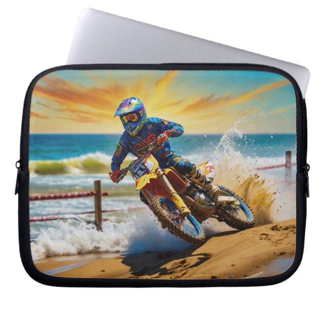 Motocrossförare på Beach Race Laptop Fodral (Framsidan)