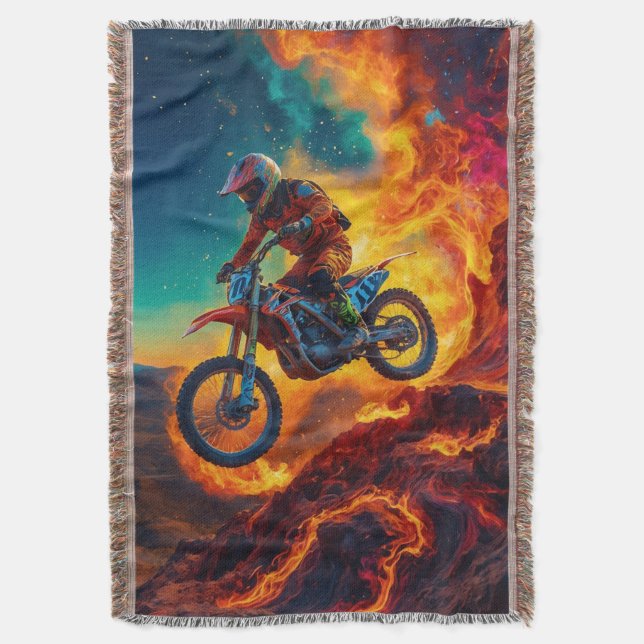 Motocrossförare undkommer brand filt (Framsidan Vertikal)