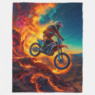Motocrossförare undkommer eld fleecefilt