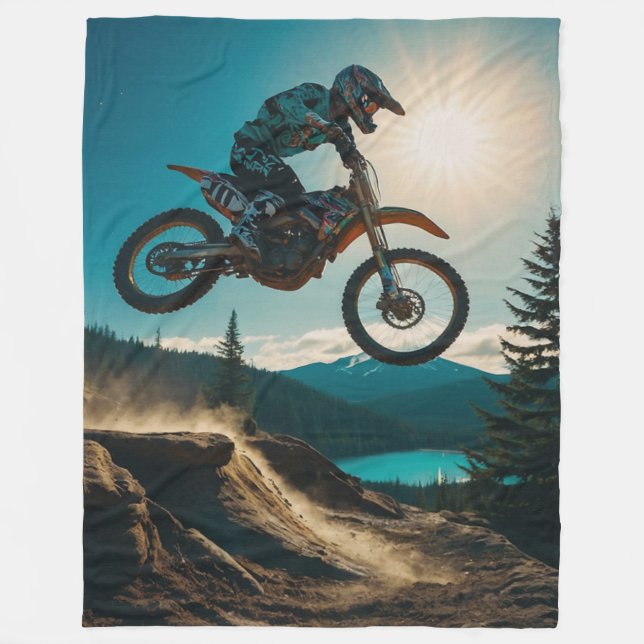 Motocrossförare vid Spirit Lake Fleecefilt (Framsidan)