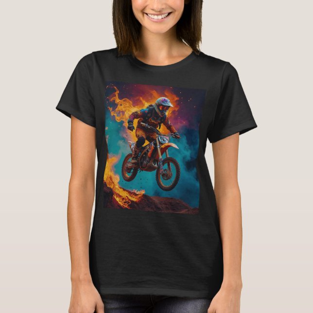 Motocrossförare & vulkanutbrott t shirt (Framsida)