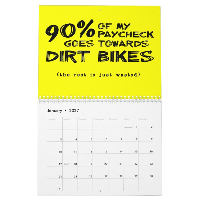 Motocrosskalender för Dirt Bike . Kalender (Jan 2027)
