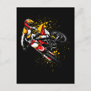 Motocrosspojkar Färgglad Dirt Bike-åkare Vykort