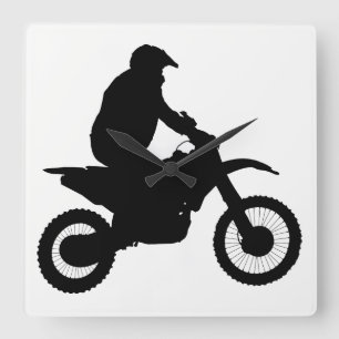 MotocrossSilhouette Fyrkantig Klocka