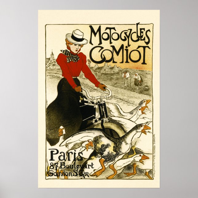 MOTOCYCLES COMIOT Paris Bicycle Theophile Steinlen Poster (Framsidan)