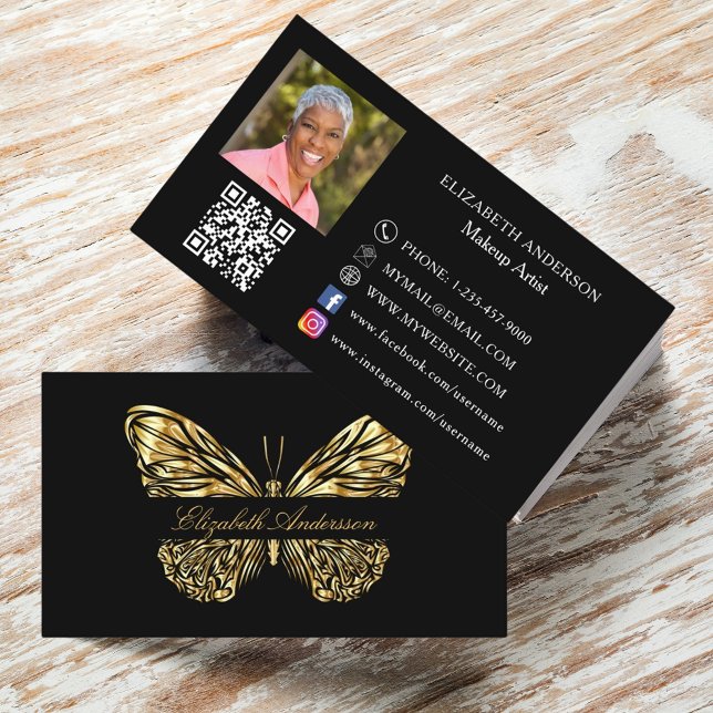 Motofoto för svart guld QR-kod Visitkort (Skapare uppladdad)