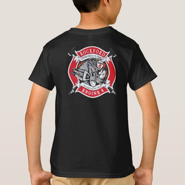 Motor 8 stora ungdomsungdomar i Logotyp T-Shirt (Baksida)