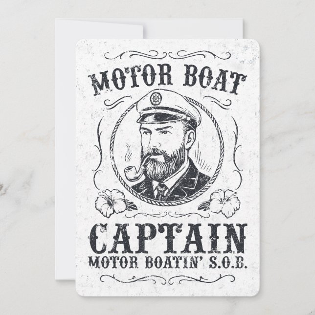 Motor Boat Captain Funny Pontoon Boating Inbjudningar (Framsida)