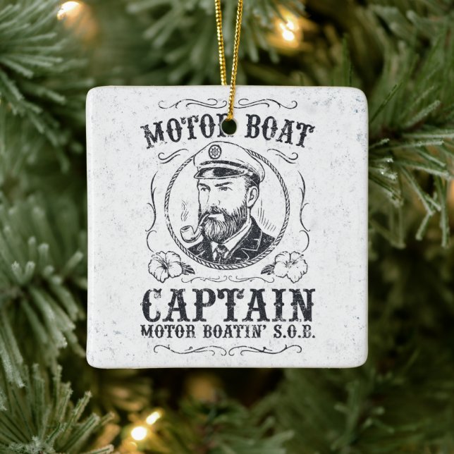 Motor Boat Captain Funny Pontoon Boating Julgransprydnad Keramik (Träd)