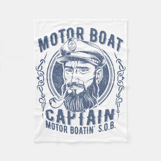 Motor Boat Captain Funny Pontoon Boating Motor Boa Fleecefilt (Framsidan)