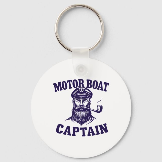Motor Boat Captain Tee Funny Boating Outfit Sailin Nyckelring (Framsida)
