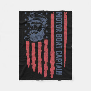 Motor Boat Kapten American Flagga Pontoon Boating Fleecefilt