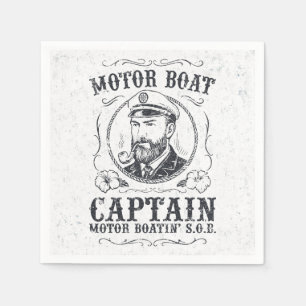 Motor Boat Kapten Funny Pontoon Boating Pappersservett