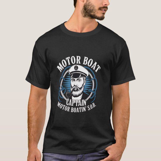 Motor Boat Kapten Funny Vuxen humor Manar Far T Shirt (Framsida)