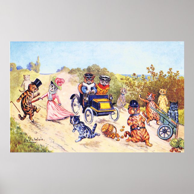 Motor Car Cats Louis Wain Poster (Framsidan)