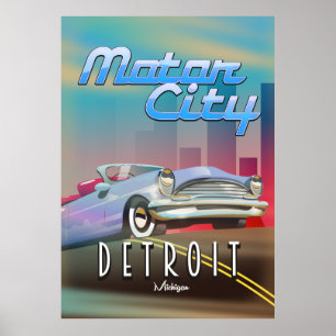 Motor City Detroit Michigan-reseaffisch. Poster